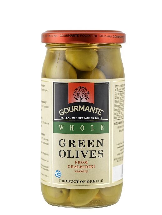 Zaļās olīvas ar kauliņu GOURMANTE, 580ml/360g