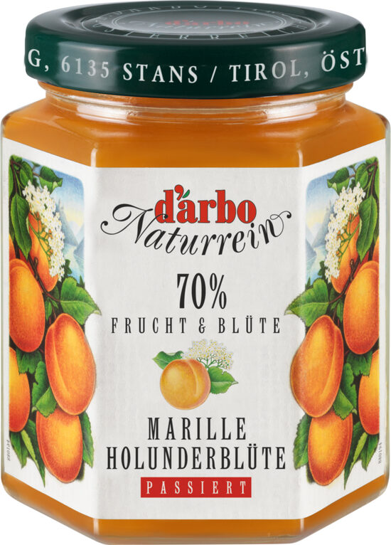 Aprikožu un baltā plūškoka ziedu ievārījums D'ARBO, 70%, 200g