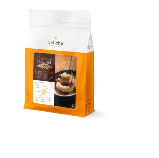 Baltā šokolāde VELICHE ar karameļu garšu, 31%, 1kg