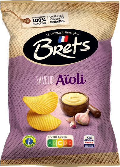 Kartupeļu čipsi BRETS, Aioli ķiploku mērces garša, 125g