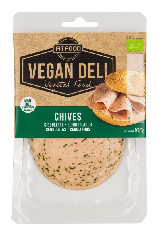 Bioloģisks vegānisks produkts VEGAN DELI, sagriezts šķēlītēs, ar zirņiem, 100g