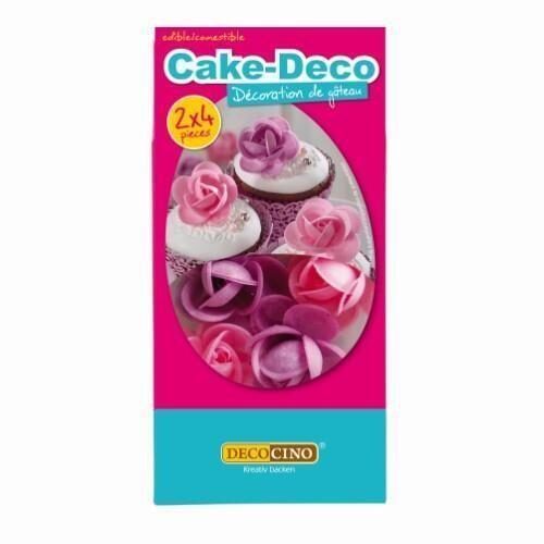 Krāsainas vafeļu rozes DECOCINO, rozā un purpursarkanas, 8 gab