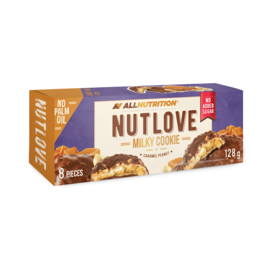 Cepumi NUTLOVE Milky, ar karameļu zemesriekstiem, bez cukura, 128g