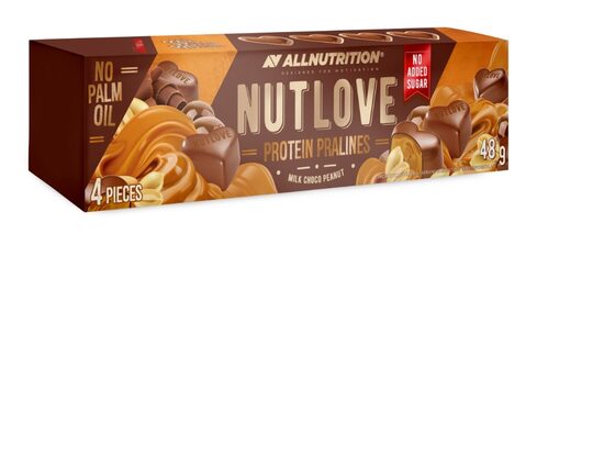 Proteīna šokolādes konfektes NUT LOVE ALLNUTRITION ar karameli un riekstiem, 48g