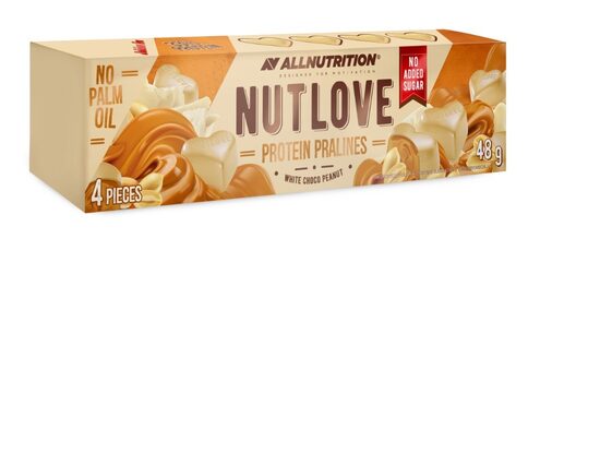 Proteīna baltās šokolādes konfektes NUT LOVE ALLNUTRITION ar riekstu pildījumu, 48g