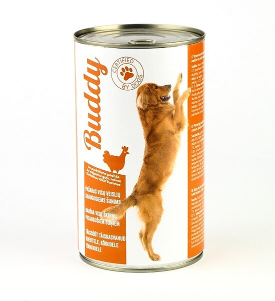 Konservi suņiem BUDDY, ar mājputniem, 1250g