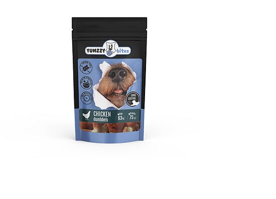Suņu gardums svaru formā YUMZZY BITES ar vistu, 75g