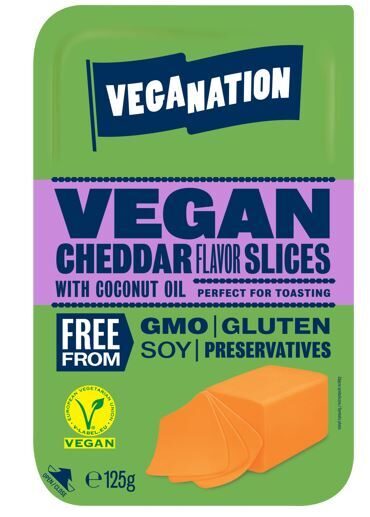 Vegānisks produkts uz augu tauku bāzes ar Cheddar siera garšu, VEGANATION 125 g