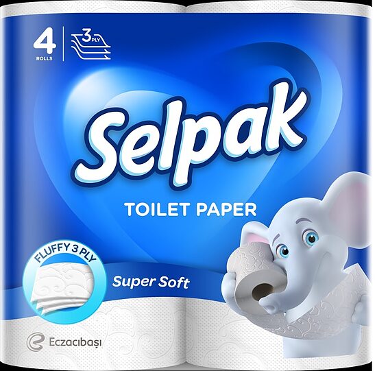 Tualetes papīrs SELPAK, 3 slāņi, 18,6 metri, 140 loksnes, 4 ruļļi