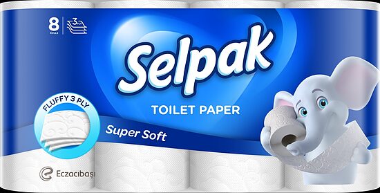 Tualetes papīrs SELPAK, 3 slāņi, 18,6 metri, 140 loksnes, 8 ruļļi
