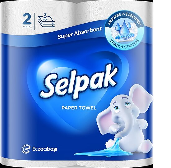 Papīra dvieļi SELPAK, 3 slāņi, 11,25 metri, 80 loksnes, 2 ruļļi