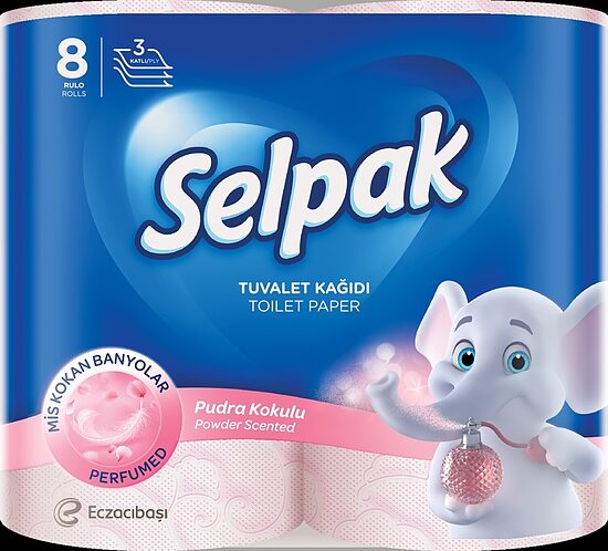 Tualetes papīrs SELPAK Powder 3 slāņi, 18,6m, 140 loksnes, 8 ruļļi