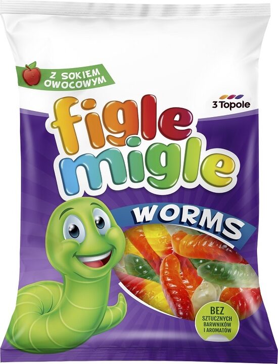 Želejkonfektes FIGLE MIGLE Worms, 80g