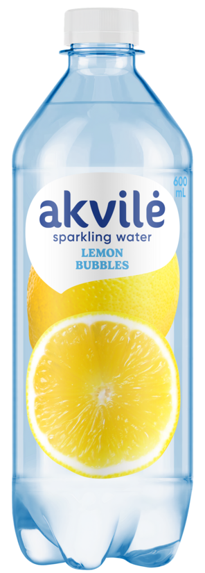 Aromatizēts dzeramais ūdens AKVILE ar citrona aromātu, viegli gāzēts, 0,6l (DEP)
