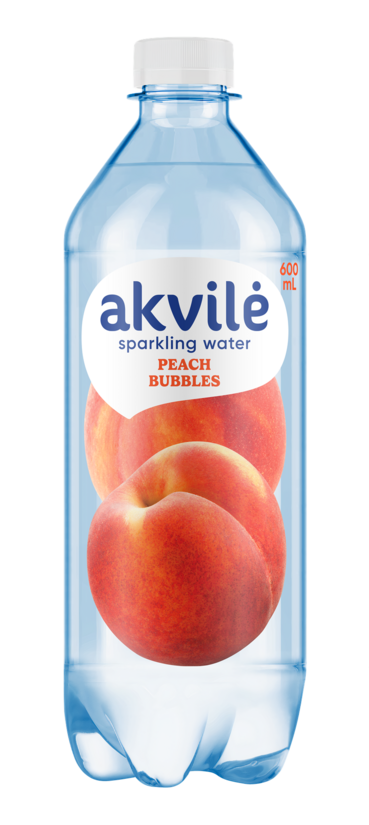 Aromatizēts dzeramais ūdens AKVILE ar persiku aromātu, viegli gāzēts, 0,6l (DEP)