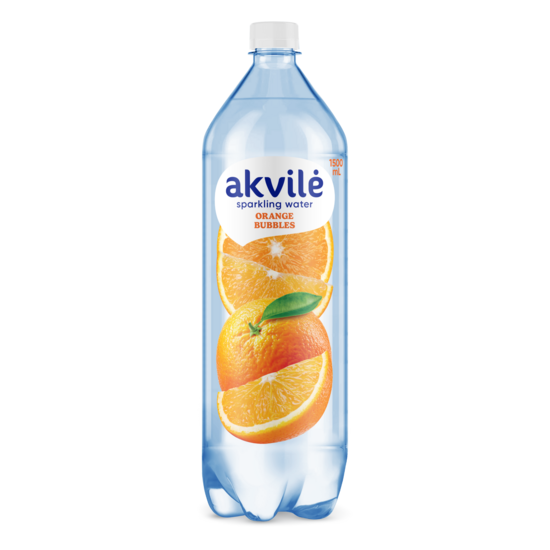 Dzeramais ūdens AKVILE ar apelsīnu aromātu, viegli gāzēts, 1.5L PET (DEP)