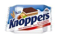 Vafeles kraukšķīgās KNOPPERS ar lazdu riekstu pildījumu, 25g