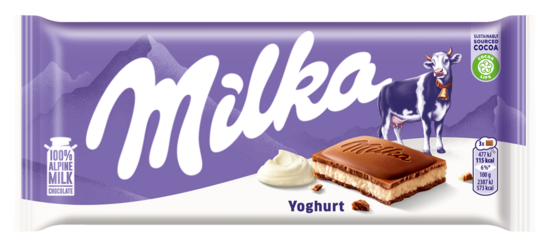 Piena šokolāde MILKA ar jogurta pildījumu, 100g