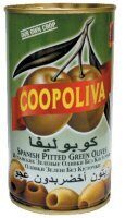 Zaļās olīvas COOPOLIVA, bez kauliņiem, 350g/150g