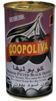 Melnās olīvas COOPOLIVA, bez kauliņiem, 350g/150g