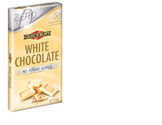 Baltā šokolāde QUICKBURY, bez cukura, 75g