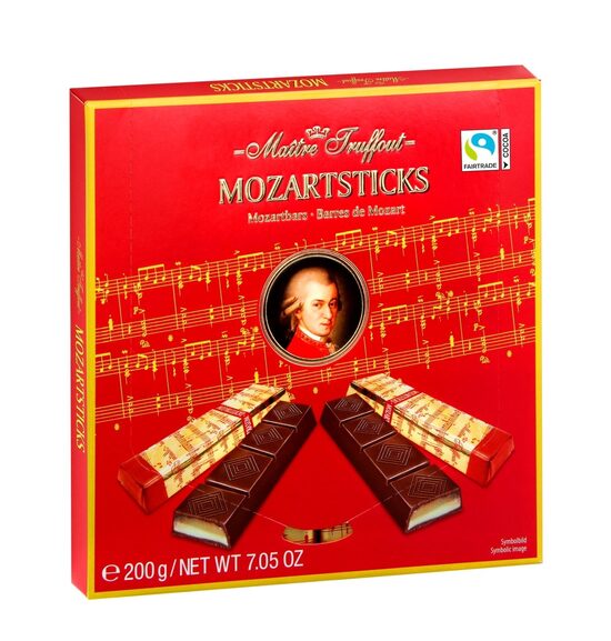Šokolāde MAITRE TRUFFOUT Mozartbars Marzipan, kārbā, 200g