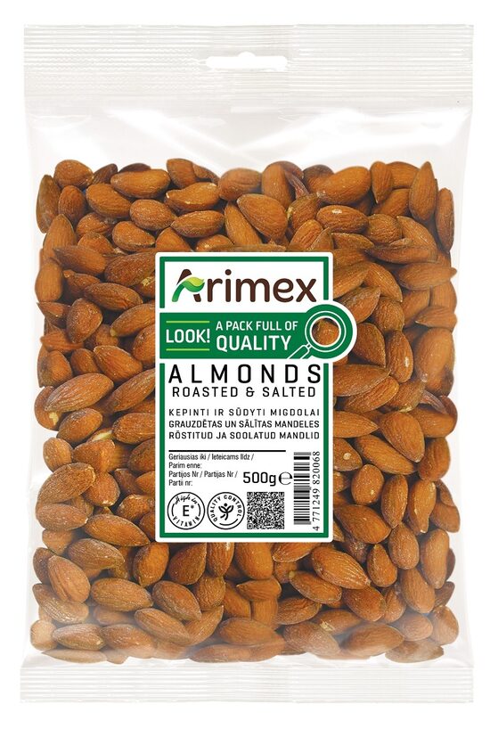 Mandeles ARIMEX, grauzdētas, sālītas 500g