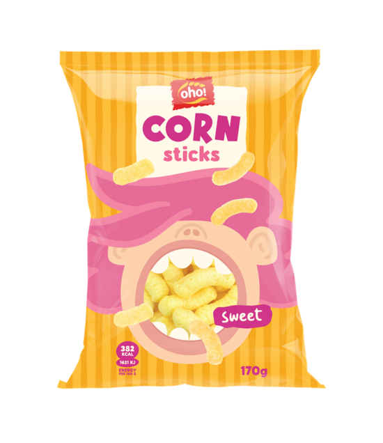 Kukurūzas nūjiņas Oho Ar cukuru 170g