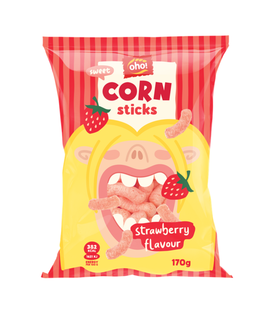Kukurūzas nūjiņas Oho Ar zemeņu garšu 170g