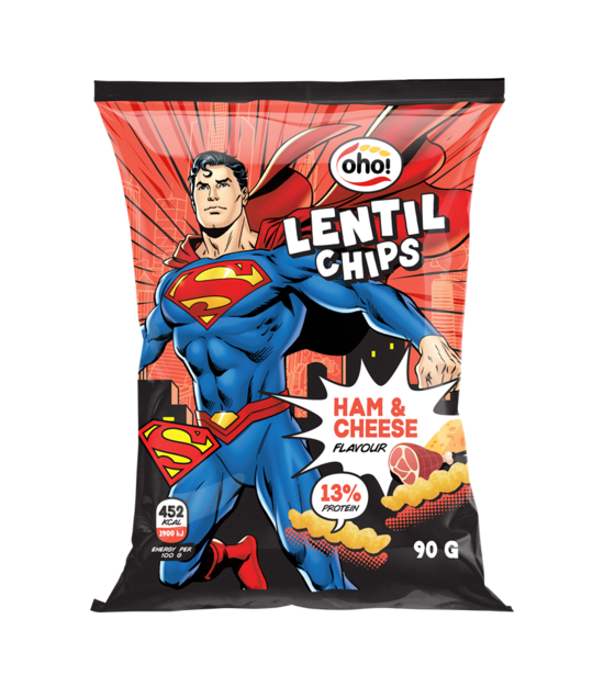 Oho Lēcu čipsi ar šķiņķa un siera garšu SUPERMAN 90g