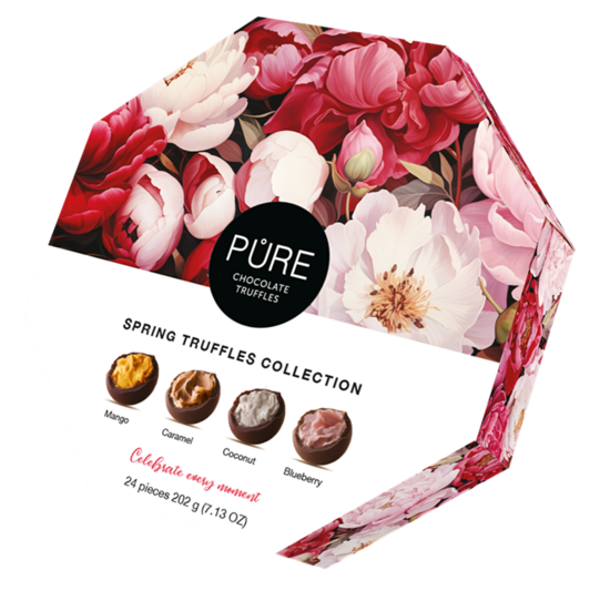 Šokolādes trifeles ar pildījumiem "Asorti" Ziedi 240g, PURE (Astoņstūris)