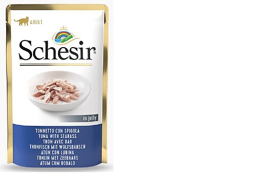 Konservi kaķiem SCHESIR, tuncis un jūras asaris želejā, 85g