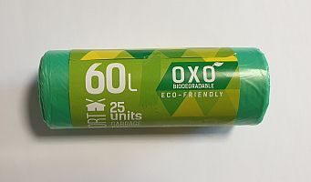 Atkritumu maisi BIO, zaļi, HDPE, 60L, 60x70cm 13mk, 25 gab.