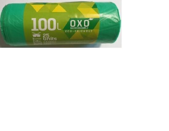 Atkritumu maisi HDPE BIO, 100l, zaļas, 70x100cm, 18mk, 25gab