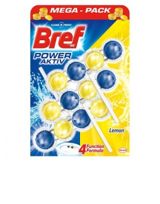 Tualetes bloks BREF Power Active Lemon, 3x50g