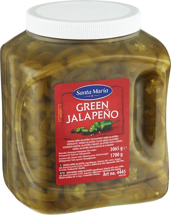 Pipari zaļie Halapenjo šķēlītēs 3.065kg/1.7kg, Santa Maria