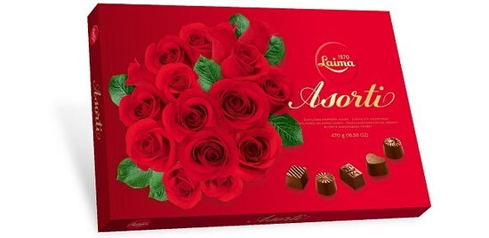 Konfekšu kārba LAIMA Asorti Tumšās Rozes, 470g