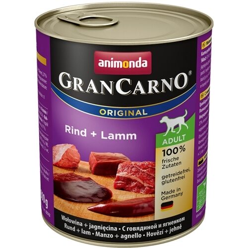 Konservi suņiem ANIMONDA GranCarno liellops, jērs, 800g