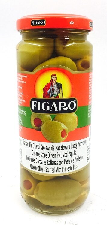 Zaļās olīvas bez kauliņiem Pimento FIGARO, 340g/160g
