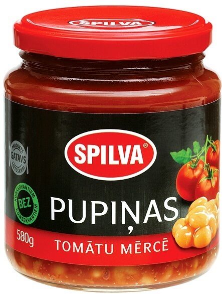 Pupiņas tomātu mērcē SPILVA, 580g