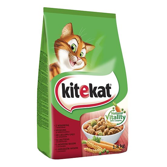 Kitekat ar liellopu gaļu un dārzeņiem 1.8 kg