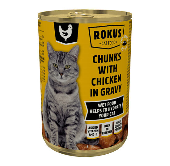 Rokus ar vistas gaļu kaķiem chicken 415g
