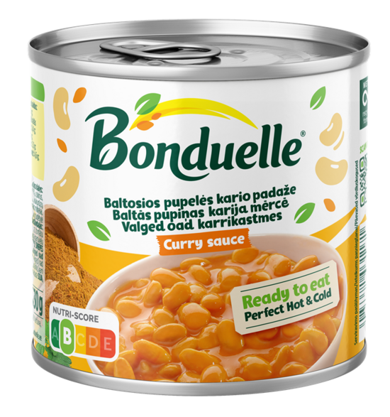 Baltās pupiņas karija mērcē Bonduelle, 430g