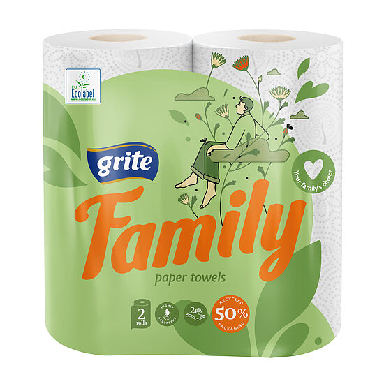Virtuves dvieļi Grite Family, 2 ruļļi, 2 slāņu, 83 loksnes, 14.94m