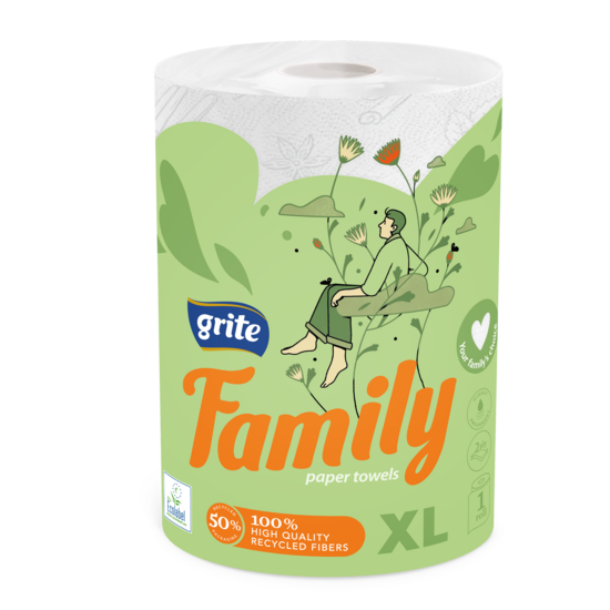 Virtuves dvielis Grite Family  XL,1 rullis, 2 slāņu, 250 loksnes, 45m