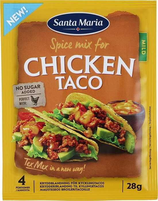 Taco garšvielu maisījums vistas gaļai 28g, Santa Maria