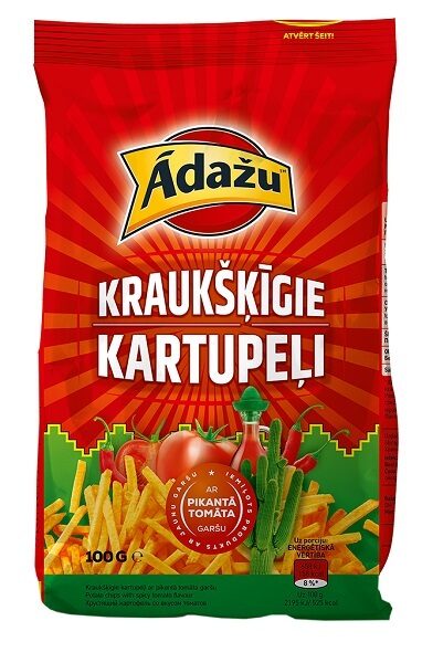 Čipsi ĀDAŽU kraukšķ. kart. Pikantais tomāts, 100g