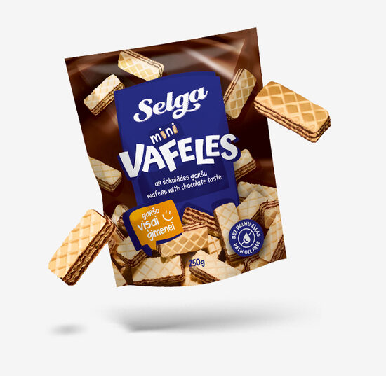 Vafeles SELGA mini ,ar šokolādes garšu, 250g