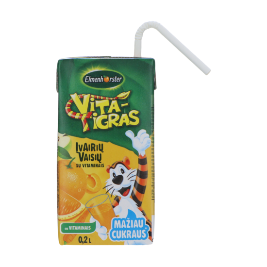 Sulas dzēriens Vita Tigras Dažādu Augļu, 0.2l