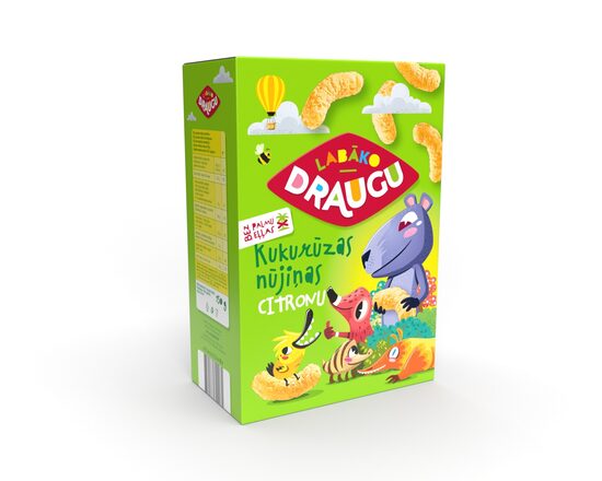 Kukurūzas nūjiņas DRAUGU ar citronu garšu, 150g